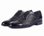 Signature Woven Oxford Brogues – Bellmoro Hand-Burnished Black Leather