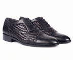 Signature Woven Oxford Brogues – Bellmoro Hand-Burnished Black Leather
