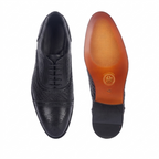 Signature Woven Oxford Brogues – Bellmoro Hand-Burnished Black Leather